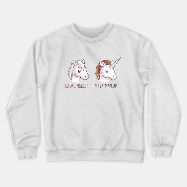 Before and After Makeup (Unicorn) Crewneck Sweatshirt by Naolito